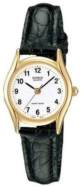 Casio, Women’s Watch Analog, White Dial Black Leather Band, LTP-1094Q-7B1RD